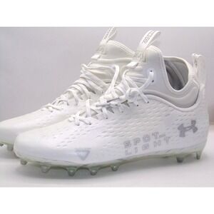 UA Spotlight Lux MC 2.0 3025082-100 White Metallic Silver Cleats 11.5 New No Box